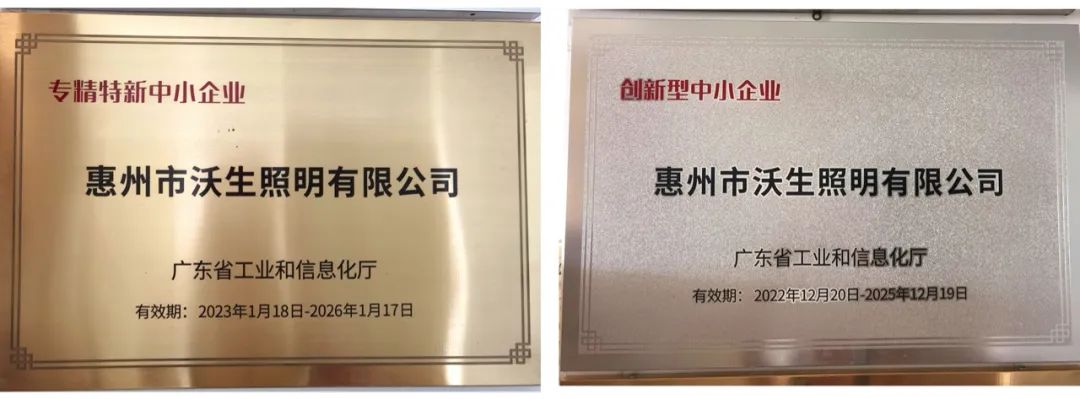 喜報！沃生照明榮獲“2022年廣東省專精特新中小企業(yè)”、“2022年廣東省創(chuàng)新型中小企業(yè)”認定！